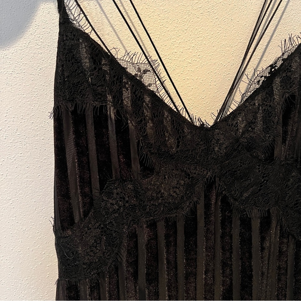 Zara NWT Trafaluc Party Velvet Striped Triple Thin Strap Semi Sheer Tank - Picture 4 of 13